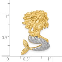 14K and White Rhodium Satin Diamond-cut Mermaid Omega Slide view 4