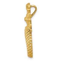 14K Yellow Gold Polished and Satin Diamond-cut Mermaid Omega Slide view 2