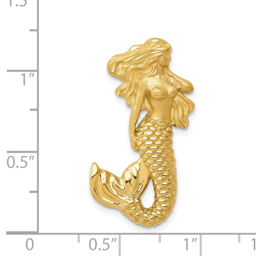 14k Polished and Satin Diamond-cut Mermaid Chain Slide (K6046)