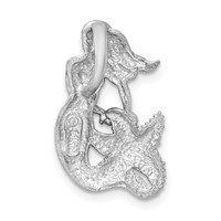 14K White Gold Satin and Diamond-Cut Mermaid Omega Slide view 3
