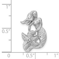 14K White Gold Satin and Diamond-Cut Mermaid Omega Slide view 4