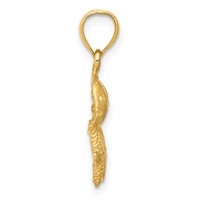14K Yellow Gold Satin Diamond-cut Fish, Starfish and Sand Dollar Pendant view 2