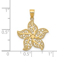 14K Yellow Gold Polished Filigree Starfish Pendant view 4