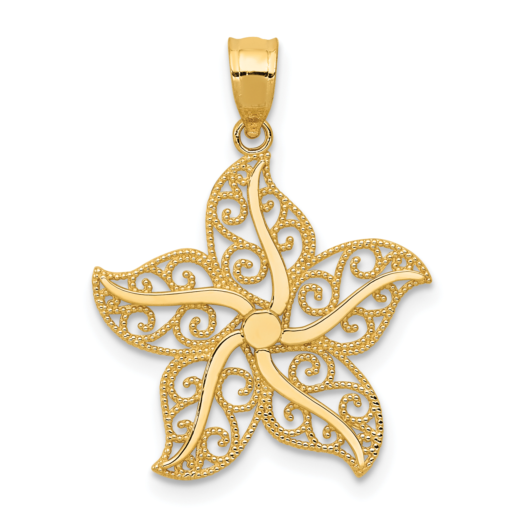 14k Polished Filigree Starfish Pendant (K6057)