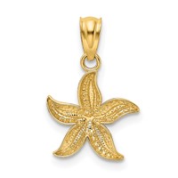 14K Pendant with White Rhodium Diamond-cut Starfish view 3