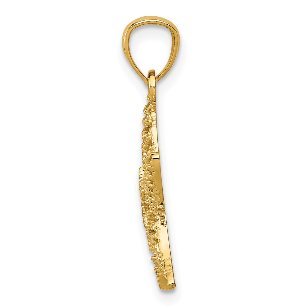 14k Diamond-cut Polished Filigree Starfish Pendant (K6062)