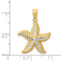 14K Pendant with White Rhodium Diamond-cut Starfish view 4