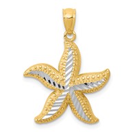 14K Pendant with White Rhodium Diamond-cut Starfish view 1