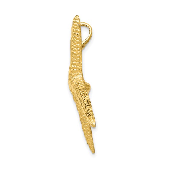 14k Large Textured Diamond-cut Starfish Omega Slide