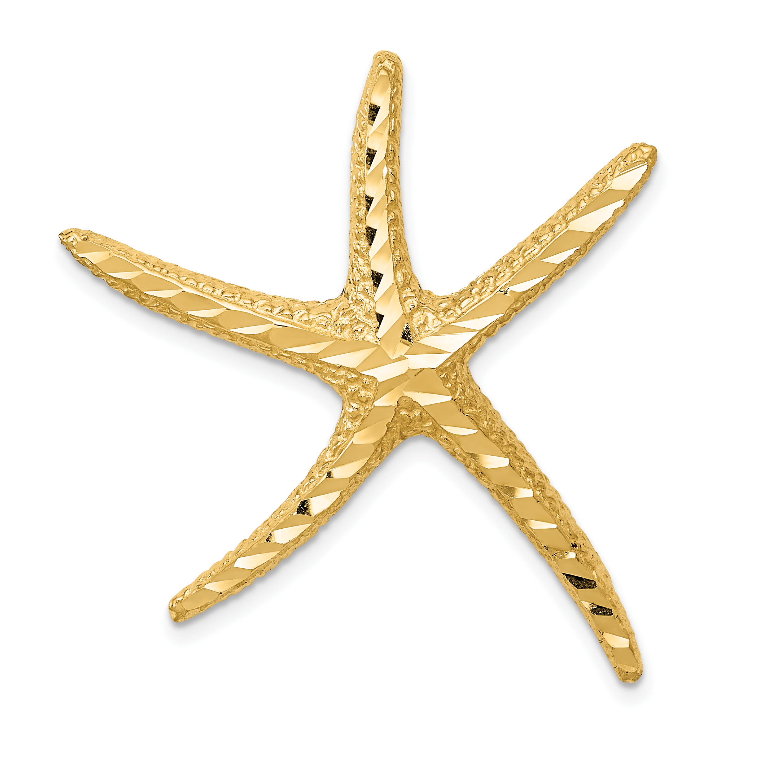 14k Textured Diamond-cut Starfish Slide (K6068)