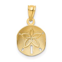 14K Yellow Gold Satin Diamond-cut Sand Dollar Pendant view 3