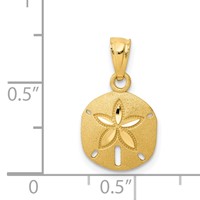 14K Yellow Gold Satin Diamond-cut Sand Dollar Pendant view 4