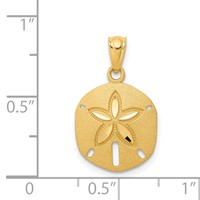 14K Yellow Gold Satin Diamond-cut Sand Dollar Pendant view 4