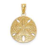 14K and White Rhodium Diamond-cut Polished Sand Dollar Pendant view 3