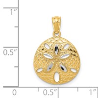 14K and White Rhodium Diamond-cut Polished Sand Dollar Pendant view 4