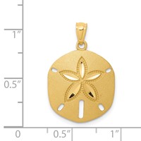 14K Yellow Gold Satin Diamond-cut Sand Dollar Pendant view 4