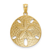 14K Pendant with White Rhodium Diamond-cut Polished Sand Dollar view 3