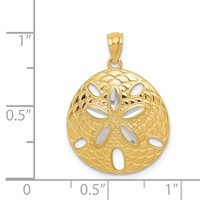 14K Pendant with White Rhodium Diamond-cut Polished Sand Dollar view 4