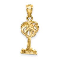 14K Yellow Gold Polished Diamond-cut Palm Tree Pendant view 3