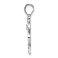 14K White Gold Polished Palm Tree Pendant view 2