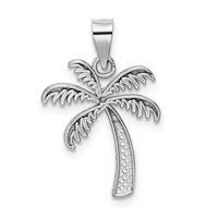 14K White Gold Polished Palm Tree Pendant view 3