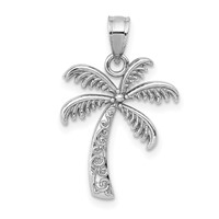 14K White Gold Polished Palm Tree Pendant view 1