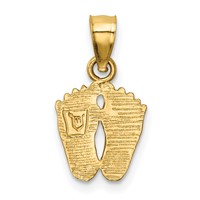 14K Yellow Gold Satin Diamond-cut Footprints Pendant view 4