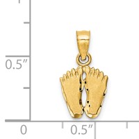 14K Yellow Gold Satin Diamond-cut Footprints Pendant view 3
