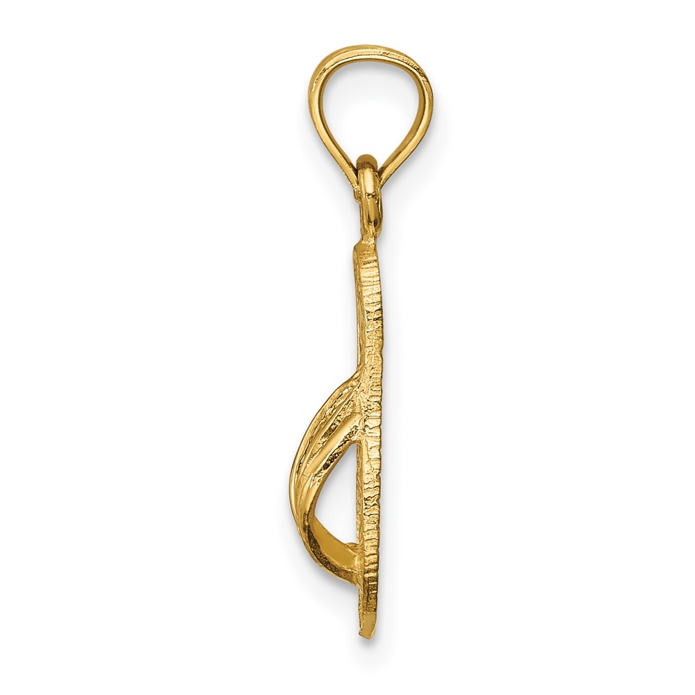 14k  3D Polished And Textured Flip Flop Pendant (K6085)