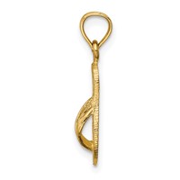 14K Yellow Gold 3-D Polished and Textured Flip Flop Pendant view 2
