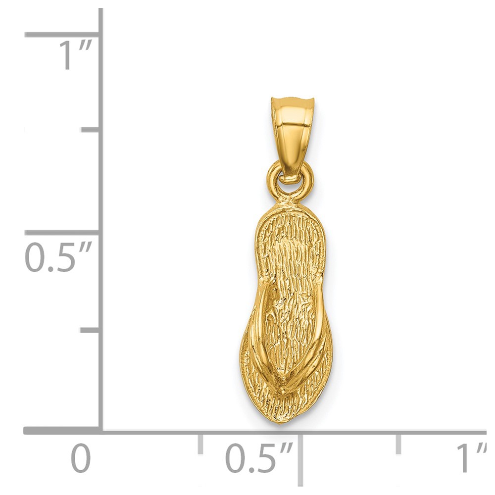 14k  3D Polished And Textured Flip Flop Pendant (K6085)