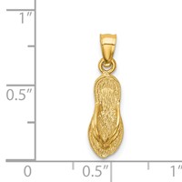 14K Yellow Gold 3-D Polished and Textured Flip Flop Pendant view 3