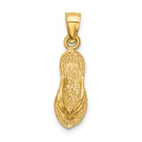 14K Yellow Gold 3-D Polished and Textured Flip Flop Pendant view 1