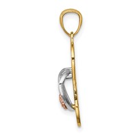 14K Yellow and Rose Gold Pendant with White Rhodium Sandal view 2