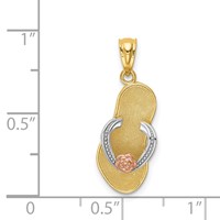 14K Yellow and Rose Gold Pendant with White Rhodium Sandal view 3