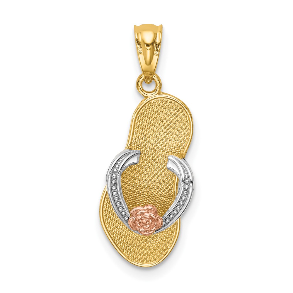 14K Yellow and Rose Gold Pendant with White Rhodium Sandal