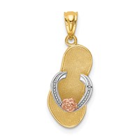 14K Yellow and Rose Gold Pendant with White Rhodium Sandal view 1