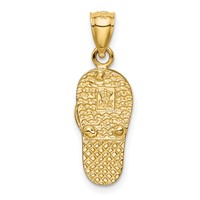 14K Yellow Gold Polished 3-D Lab Created Blue Opal Flip Flop Pendant view 3