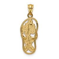 14K and White Rhodium Polished Floral Flip Flop Pendant view 4