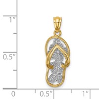 14K and White Rhodium Polished Floral Flip Flop Pendant view 3