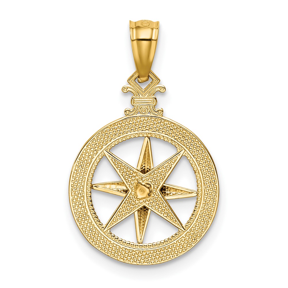 14k Diamond-cut Polished Compass Pendant (K6095)