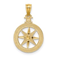 14K Yellow Gold Diamond-cut Polished Compass Pendant view 3