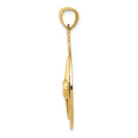 14K Yellow Gold Diamond-Cut Polished and Satin Compass Pendant view 2