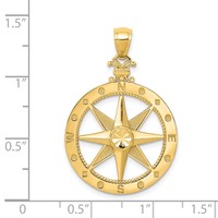 14K Yellow Gold Diamond-Cut Polished and Satin Compass Pendant view 4