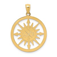 14K Yellow Gold Satin Polished I Would BE Lost Without You Compass Pendant view 4