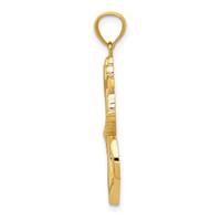 14K Yellow Gold Polished Anchor Pendant with Rope view 2