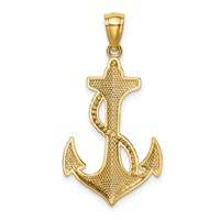 14K Yellow Gold Polished Anchor Pendant with Rope view 3