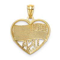 14K and White Rhodium Polished American Flag Usa in Heart Pendant view 3