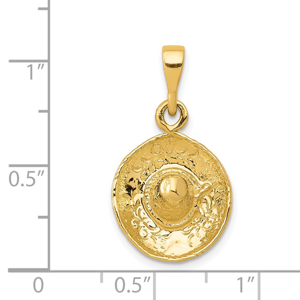 14K  3D Sombrero Pendant (K6115)