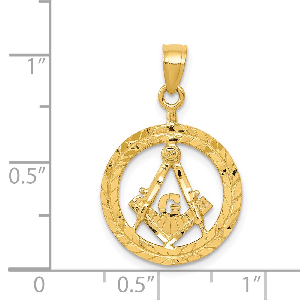14k Polished and Diamond-cut Masonic Symbol Pendant (K6116)